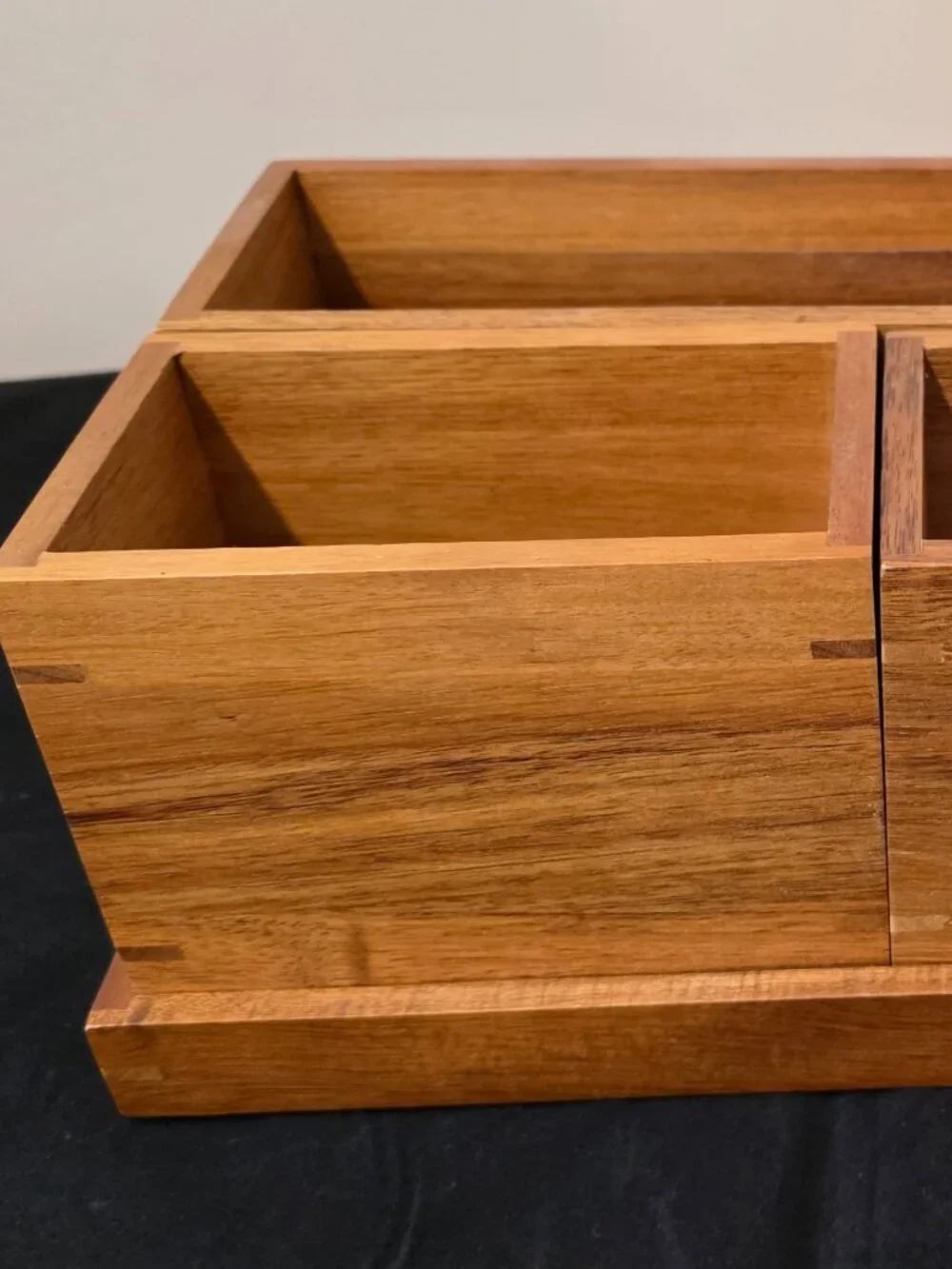 Acacia Wood Cosmetic Holder Set of 3 + Tray.